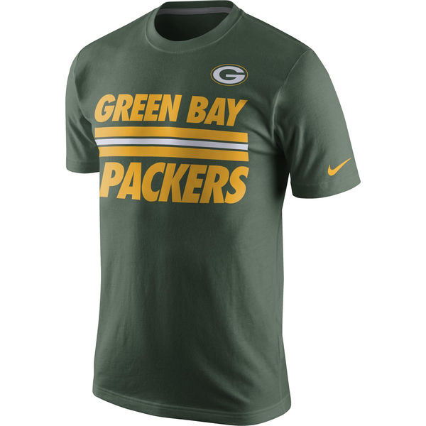 Men NFL Green Bay Packers Nike Team Stripe TShirt Green->los angeles rams->NFL Jersey